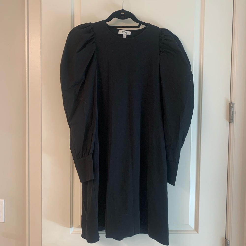 COS puff sleeve t-shirt dress with long sleeves